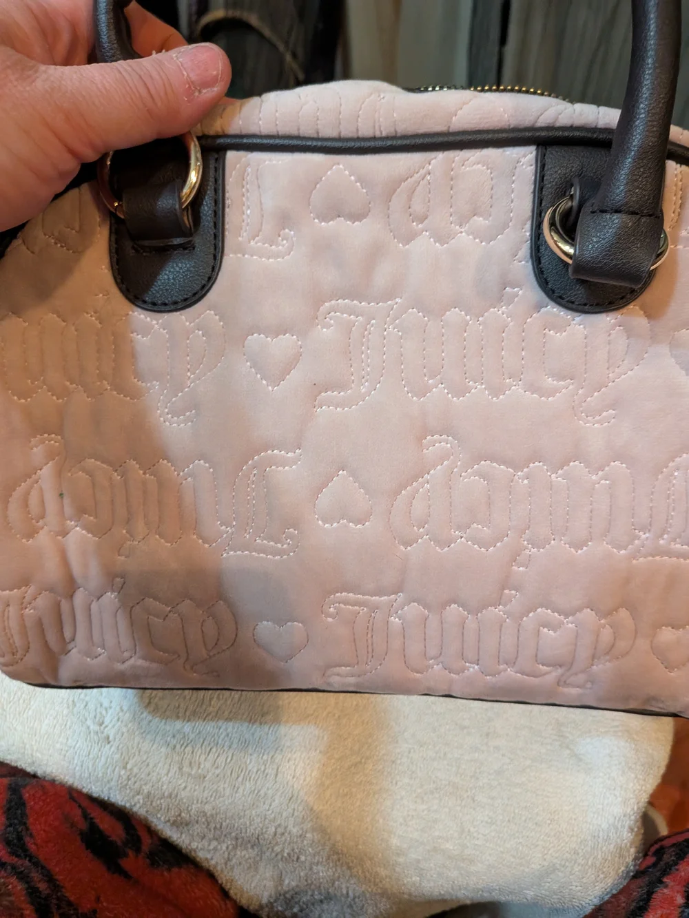 Juicy Couture Pink Quilted Heart Charm Satchel